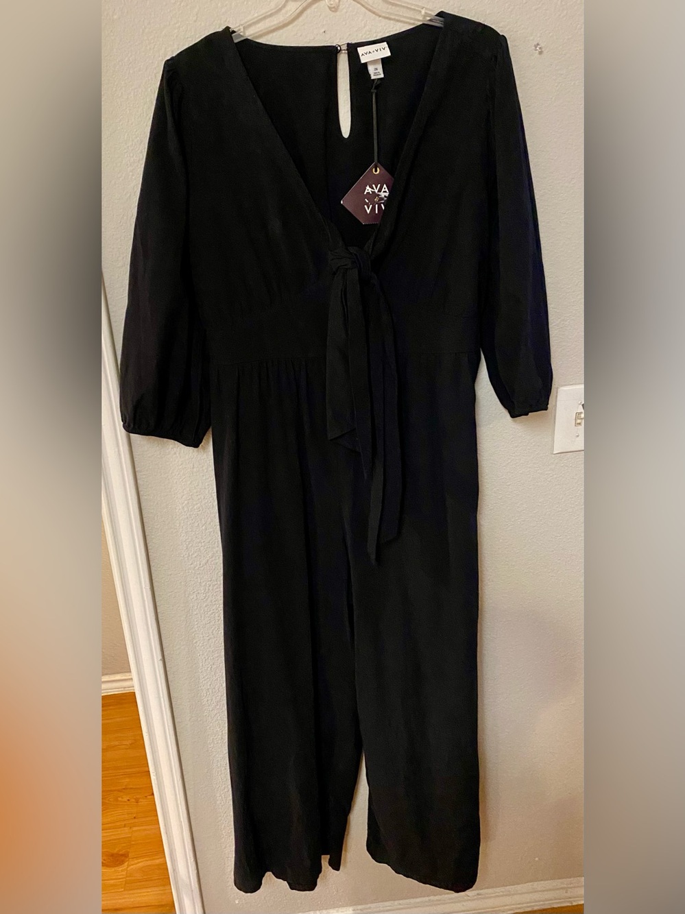 Ava & Viv Black Tie-Front Wide-Leg Jumpsuit - Size 2X - NWT! - Picture 2 of 7